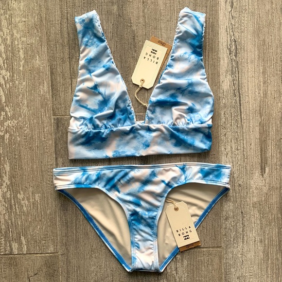 🔥🔥BILLABONG - BLEACHED BLUE PLUNGE LOWRIDER BIKINI SET🔥🔥 - Picture 4 of 8